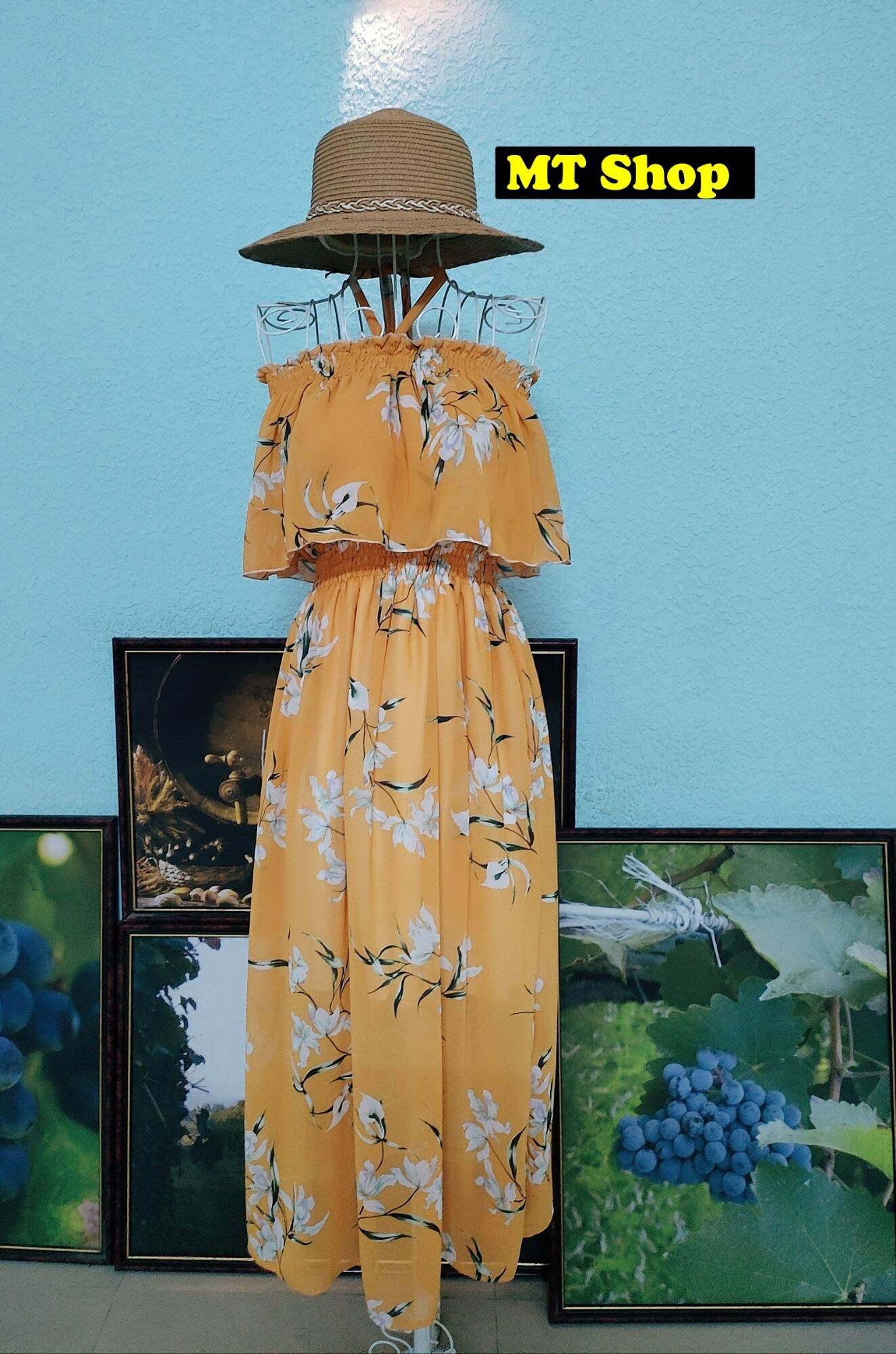 Đầm maxi trễ vai