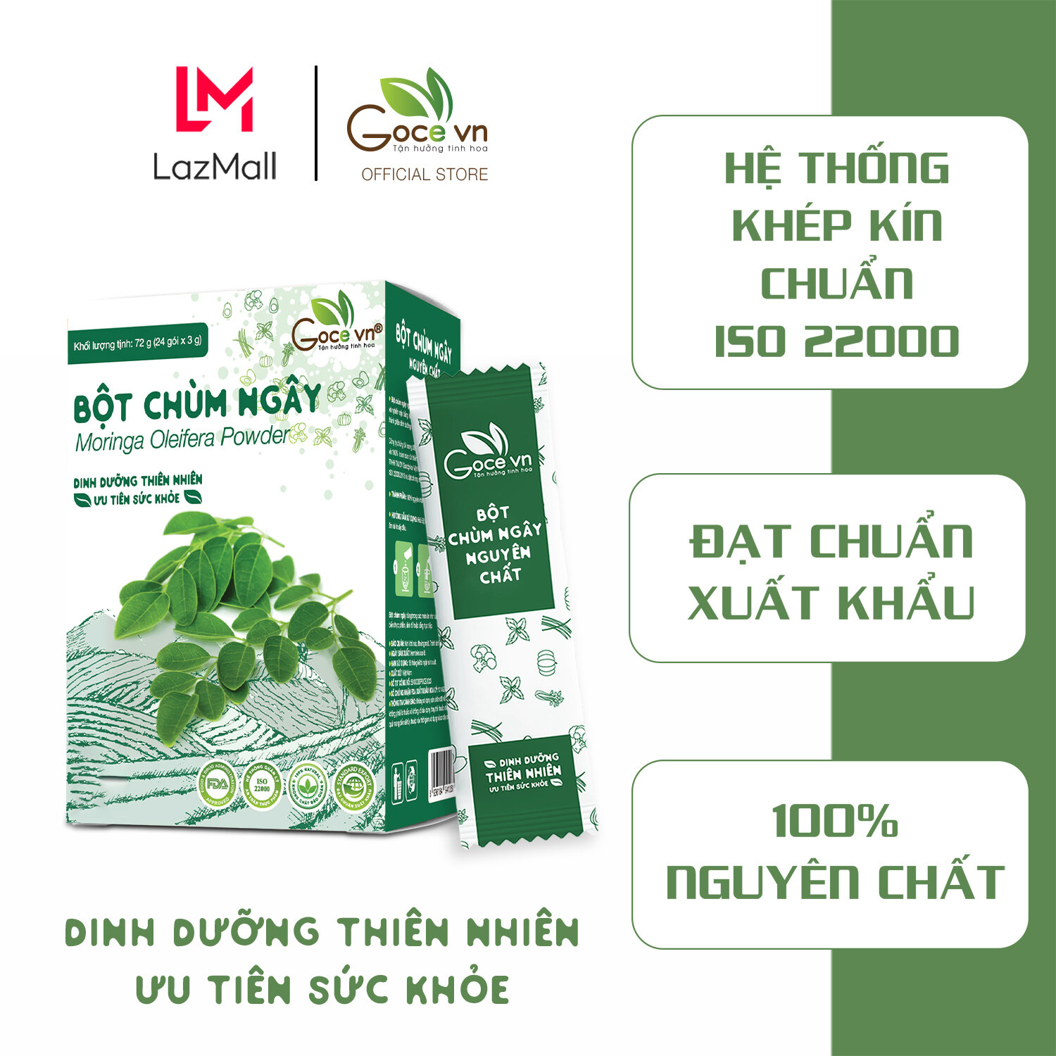 Bột chùm ngây nguyên chất Goce - 72g (24 gói x 3g)