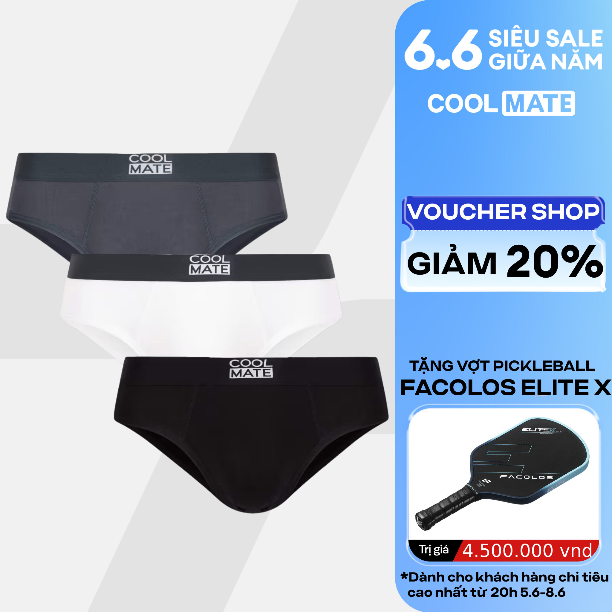 COMBO 3 Quần lót tam giác nam Brief Bamboo mềm mại, thám hút, kháng khuẩn Coolmate