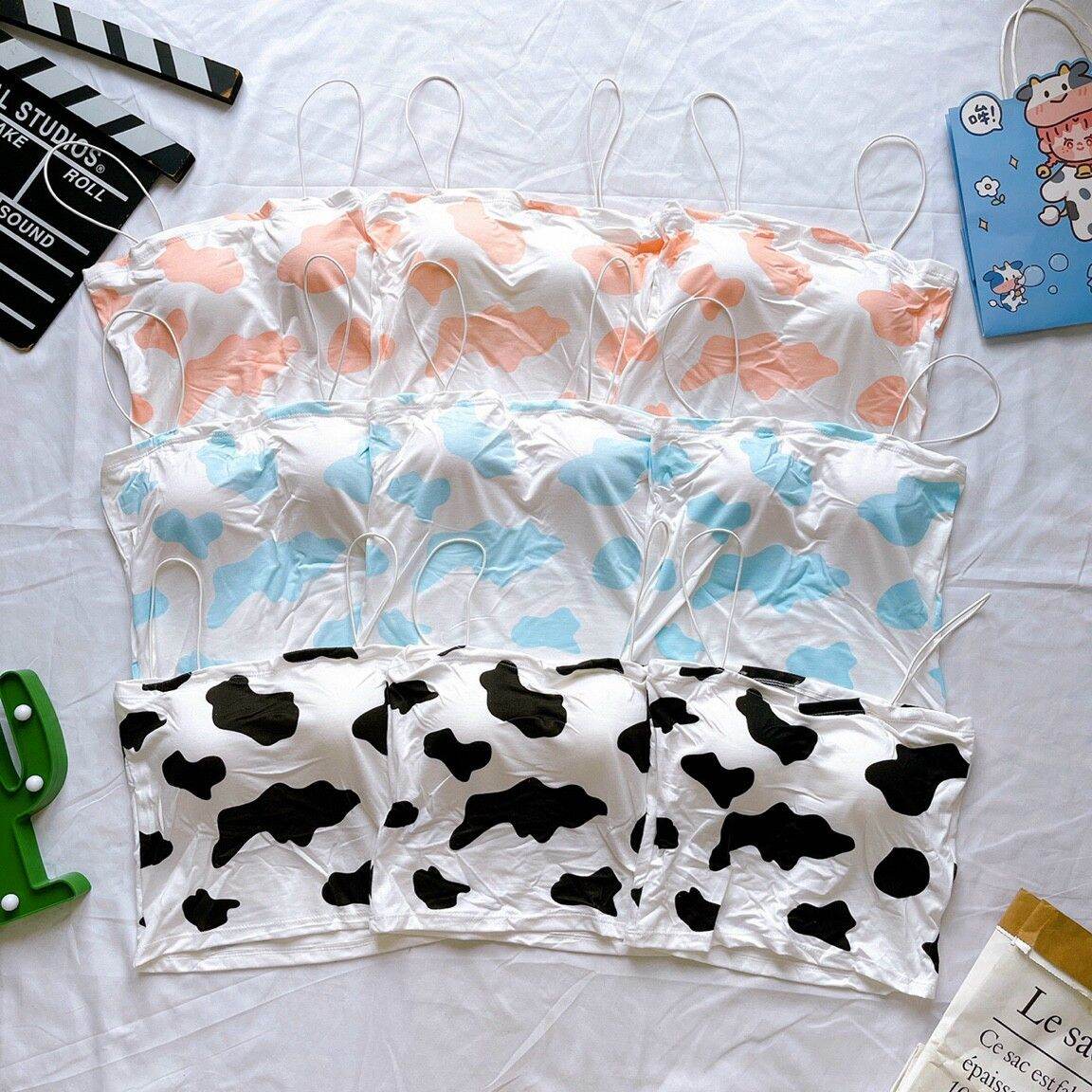 [HCM]Áo croptop 2 dây bò sữa 3 màu dễ thương