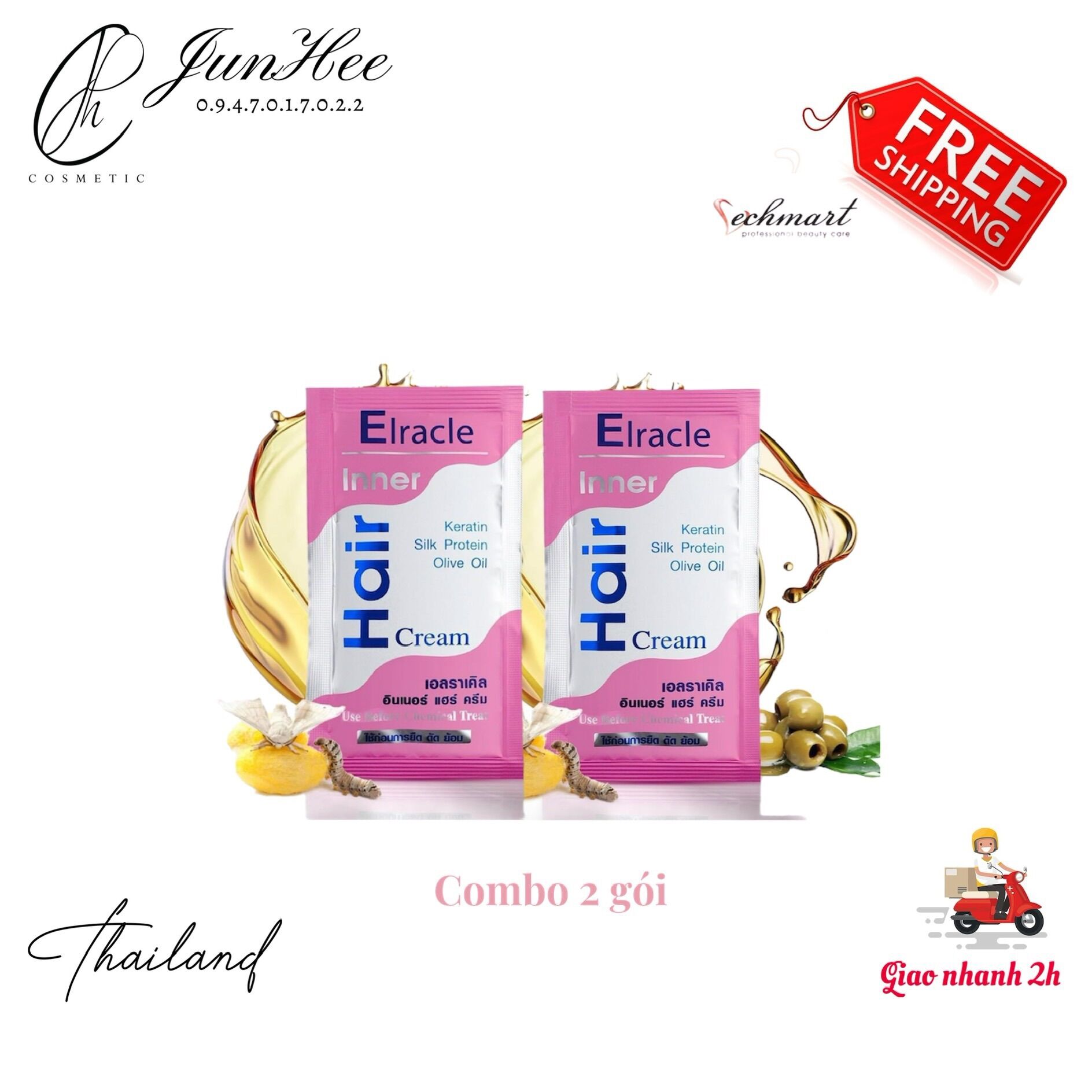 [ JUNHEE AUTH ] Combo 2 gói Ủ tóc Bio Elracle Inner Treatment hồng