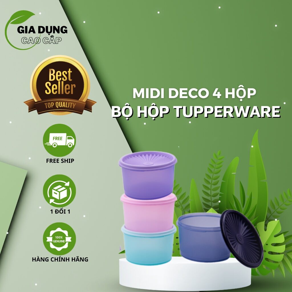 Bộ hộp bảo quản thực phẩm Midi Deco 4 hộp