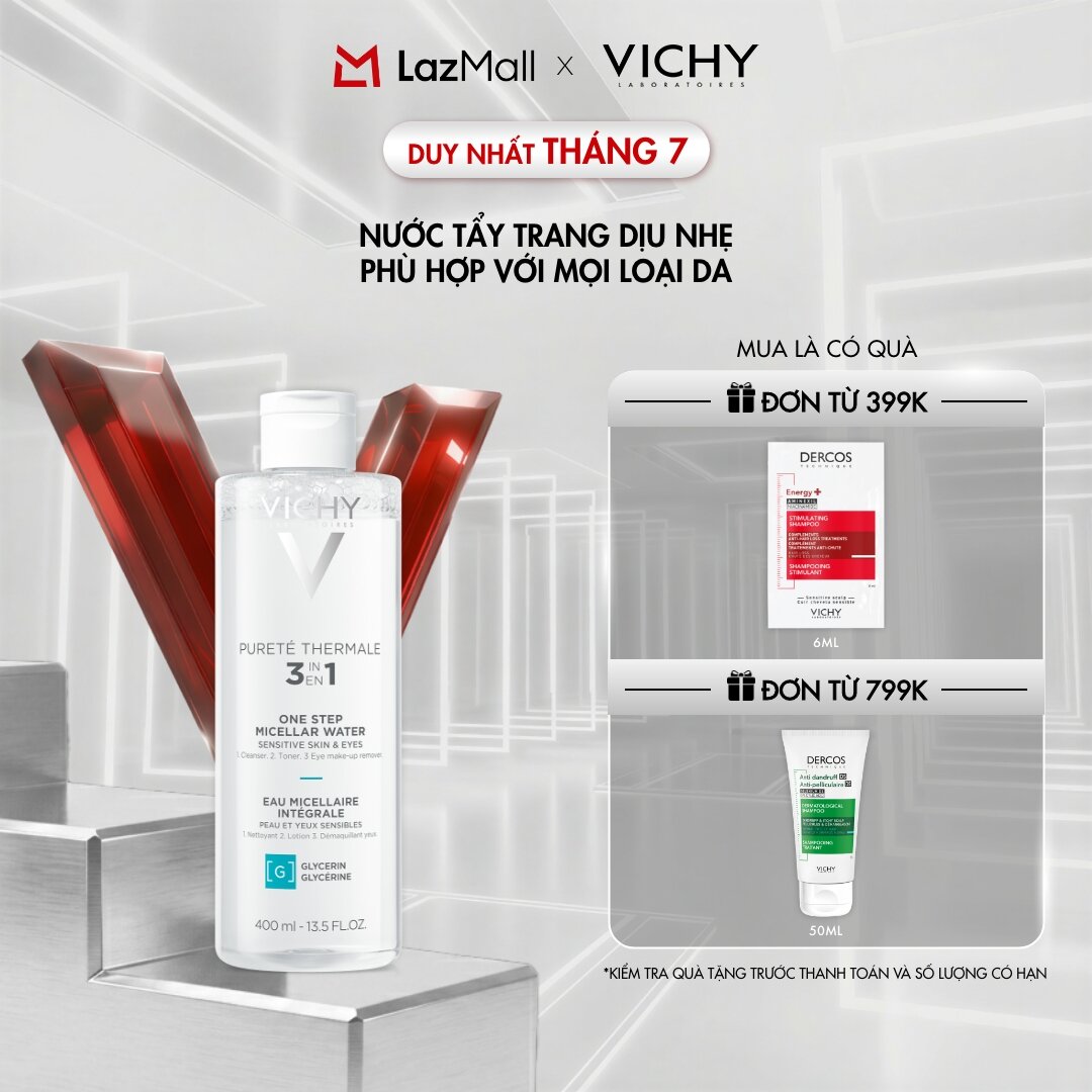 Nước tẩy trang cho da nhạy cảm Vichy Mineral Micellar Water Pureté Thermale 400ml