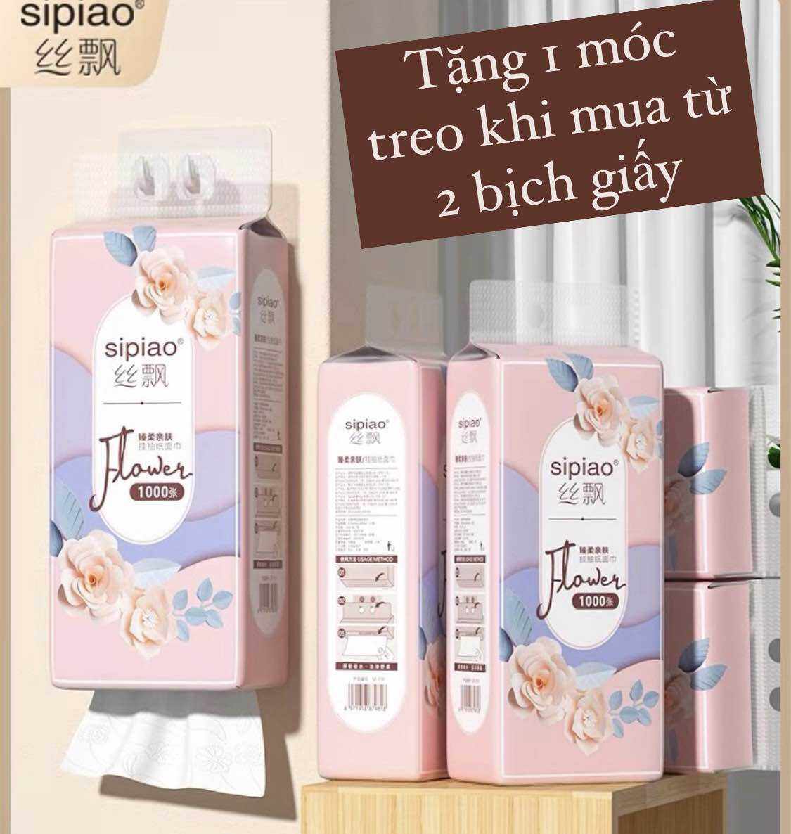 Bịch Giấy Sipiao Hoa Hồng Dạng Rút Treo Tường Bằng Lụa Cỡ Lớn 1000 Tờ