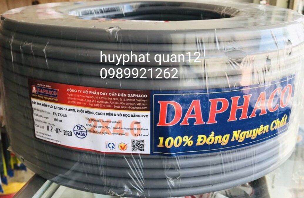[HCM]Dây điện Daphaco xám 2 lớp vỏ bọc FA 2×1.5 _ 2×2.5 _ 2×4.0 _ 2×6.0 ( dây lẻ từng mét)