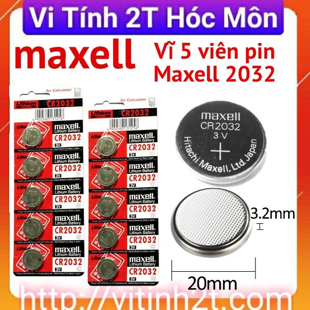 Vỉ 5 viên Pin CMOS Maxell CR2032 - 2032 Lithium 3v