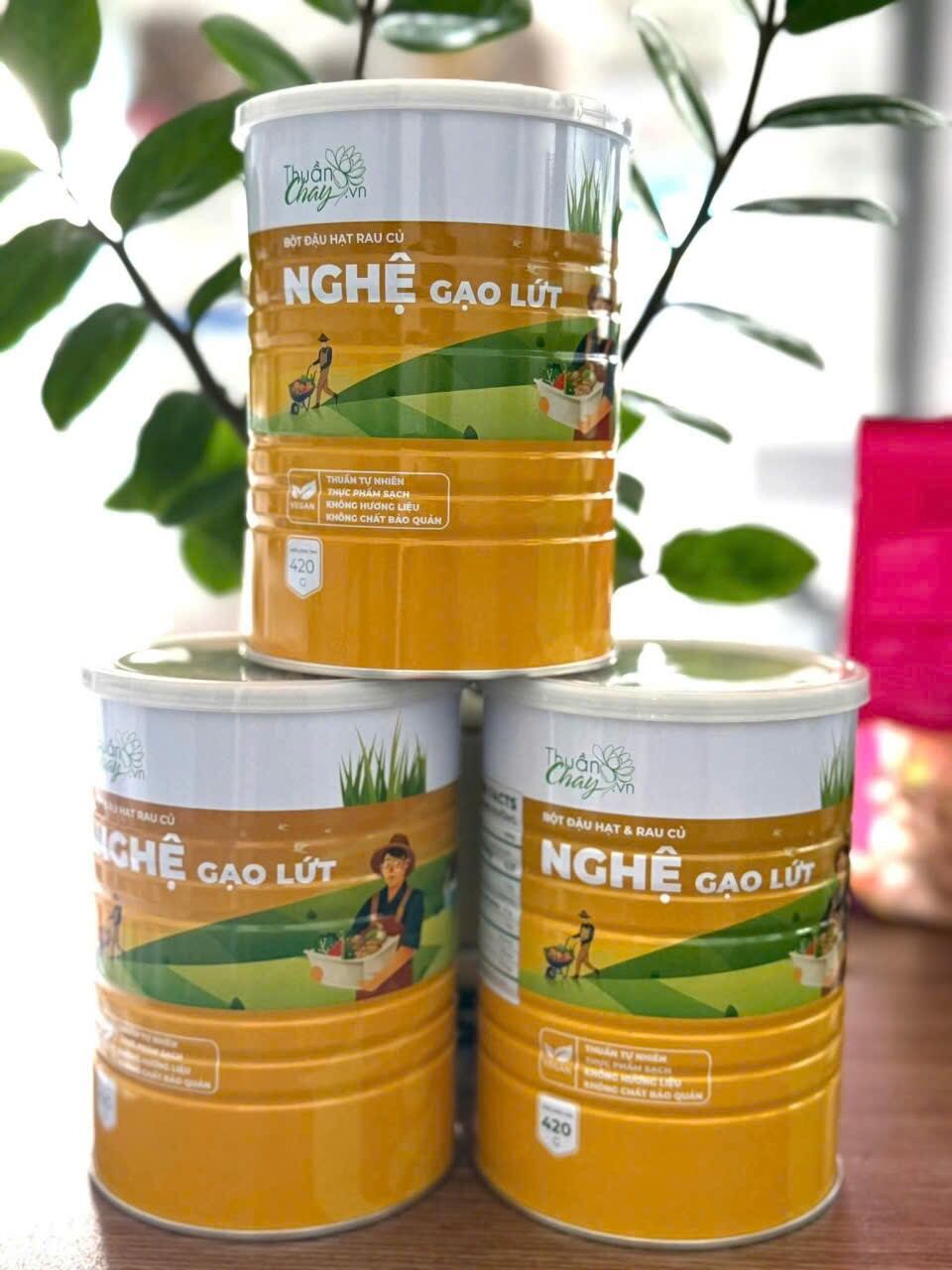 Compo 3 lon sữa nghệ gạo lức Thuần Chay 420g - hỗ trợ bao tử dạ dày khỏe mạnh - tặng ly thủy tinh