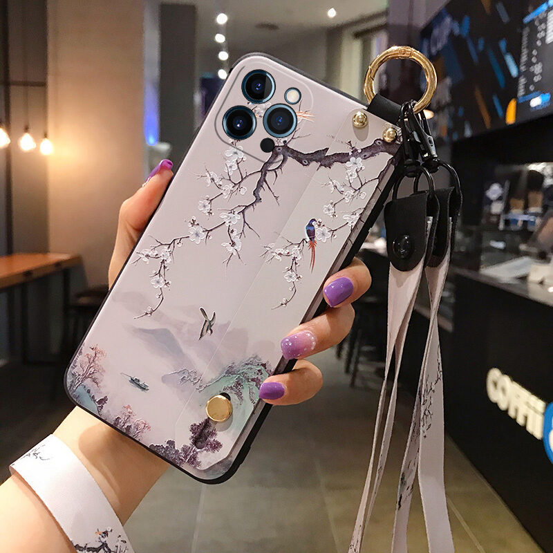 Ốp Điện Thoại Thích Hợp Dùng Cho Iphone 15/14 Ốp Mềm Silicon Iphone 12 Mẫu Nữ 13 Dây Đeo Cổ Tay 11Pro/XS Max X Bọc Toàn Bộ XR Chống Rơi 7 Mẫu Mới 8 Giá Đỡ 6S Plus Có Dây Đeo 6P Treo Cổ