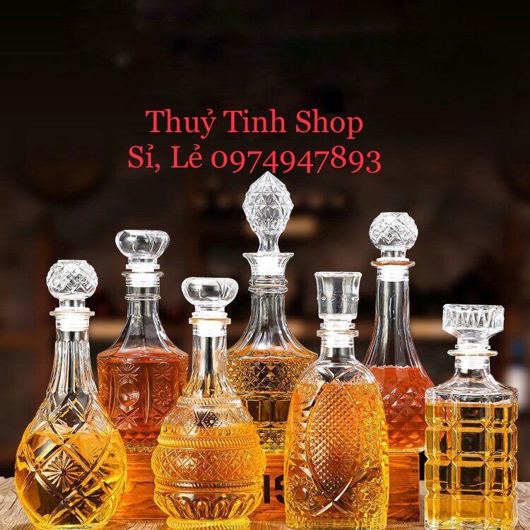 Bình, chai đựng rượu thuỷ tinh đẹp cao cấp 500ml,750ml,1000ml