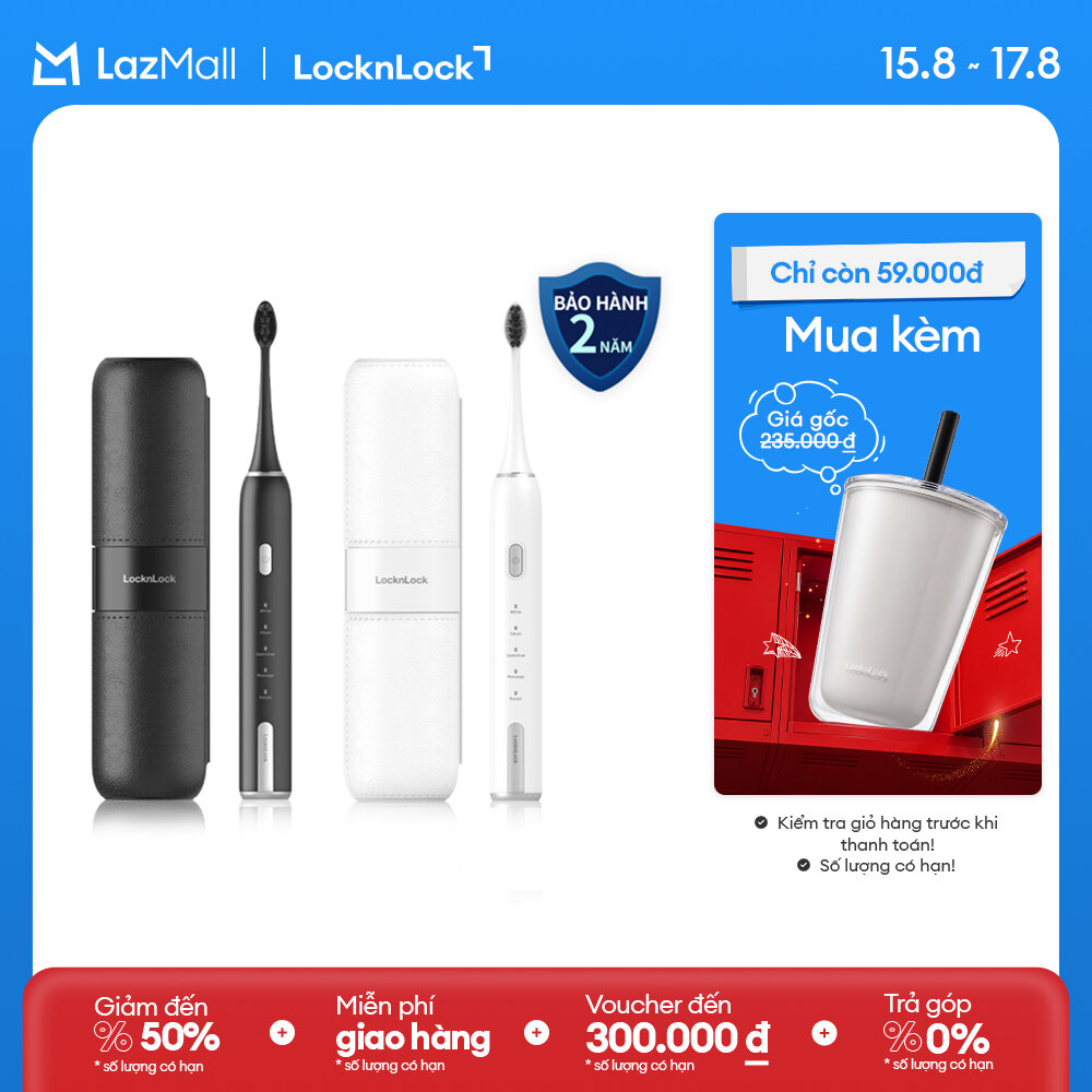 Bàn chải đánh răng điện LocknLock Electric toothbrush ENR386 5 chế độ linh hoạt kèm hộp đựng bàn chải - 2 Màu
