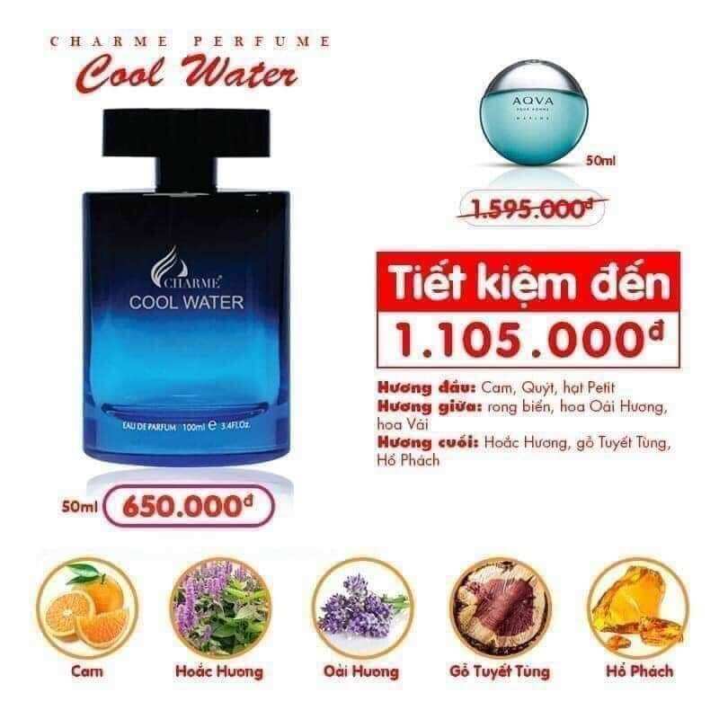 Nước hoa nam charme cool water 100ml