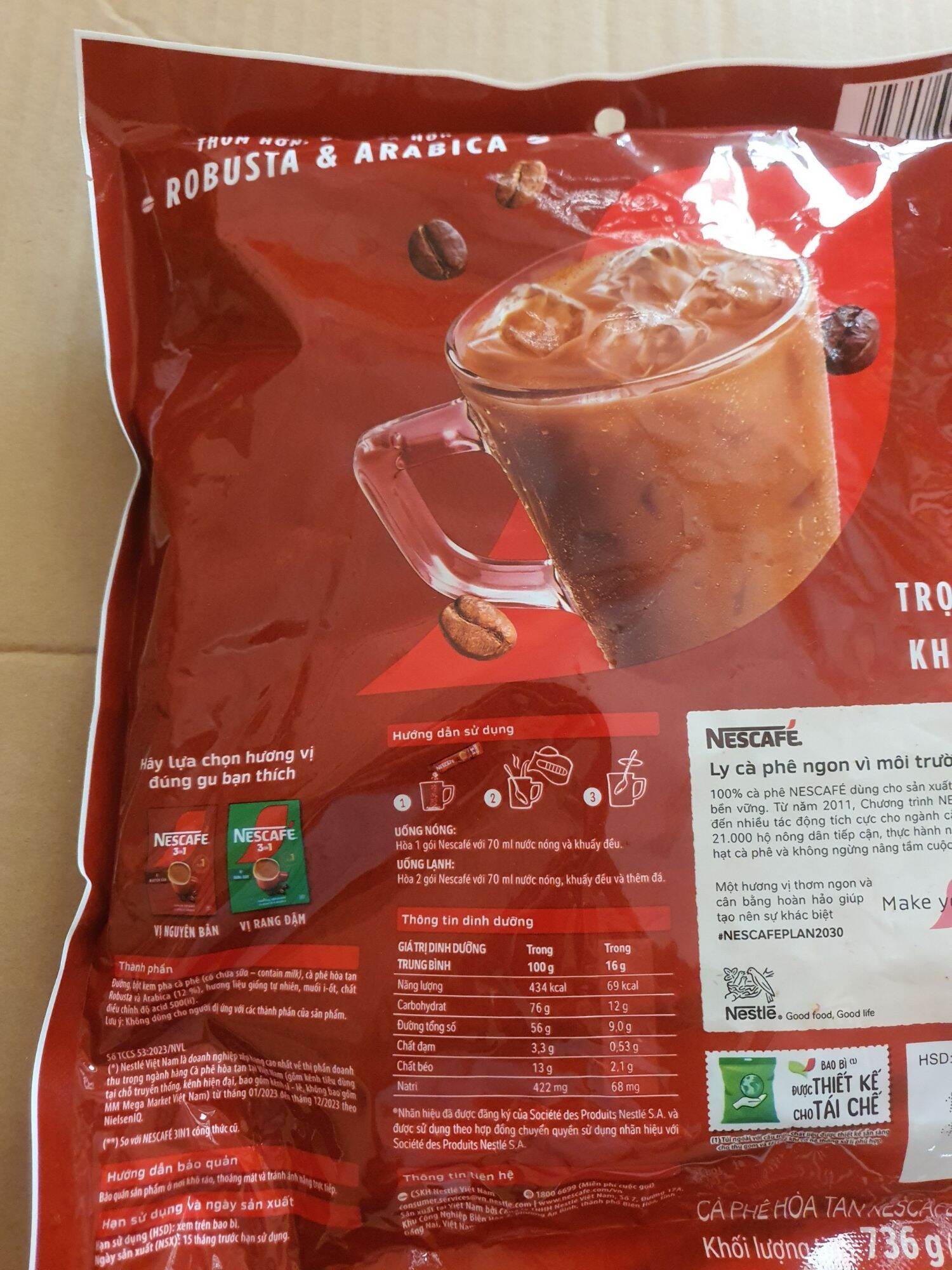 (Date mới) Nescafe Đỏ bịch 46 gói X 17g