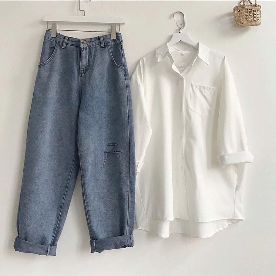 SET BAGGY + SƠ MI TRƠN TAY DÀI 1 TÚI