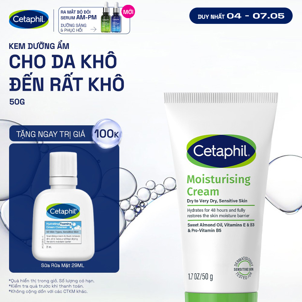 Kem dưỡng ẩm dịu lành cho da nhạy cảm cấp ẩm sâu đến 48H Cetaphil Moisturizing Cream 50g