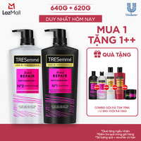 Combo Dầu Gội, Dầu Xả TRESemmé Bond Repair Peptidebond+ 640g, 620g Cho Tóc Hư Tổn Do Tạo Kiểu Giúp Ngăn Gãy Rụng