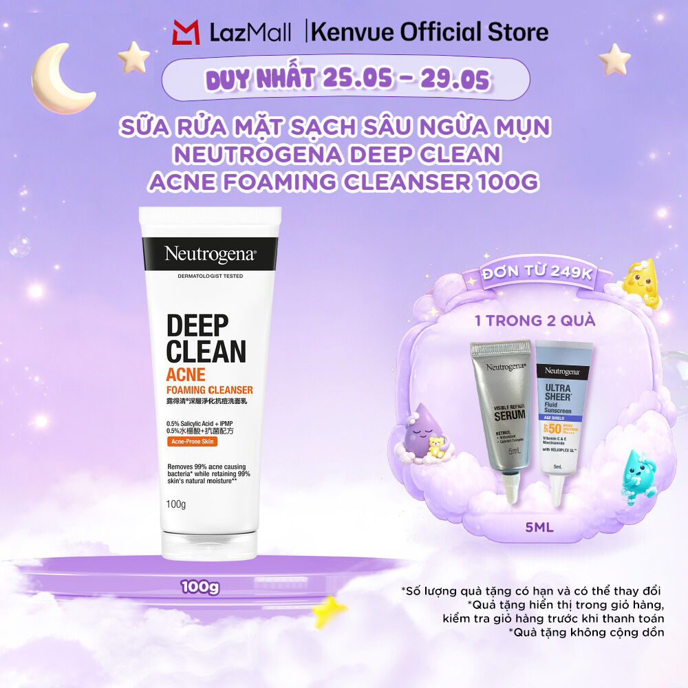 Sữa rửa mặt NGỪA MỤN Neutrogena Deep Clean Acne Cleanser 100g