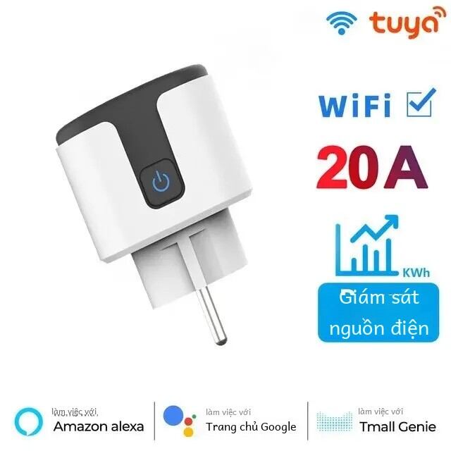 Wifi eu ổ cắm thông minh cắm với tuya ứng dụng 20a nguồn màn hình điều khiển từ xa không dây tương thích với google home alexa cho thiết bị gia dụng mô đun điều khiển