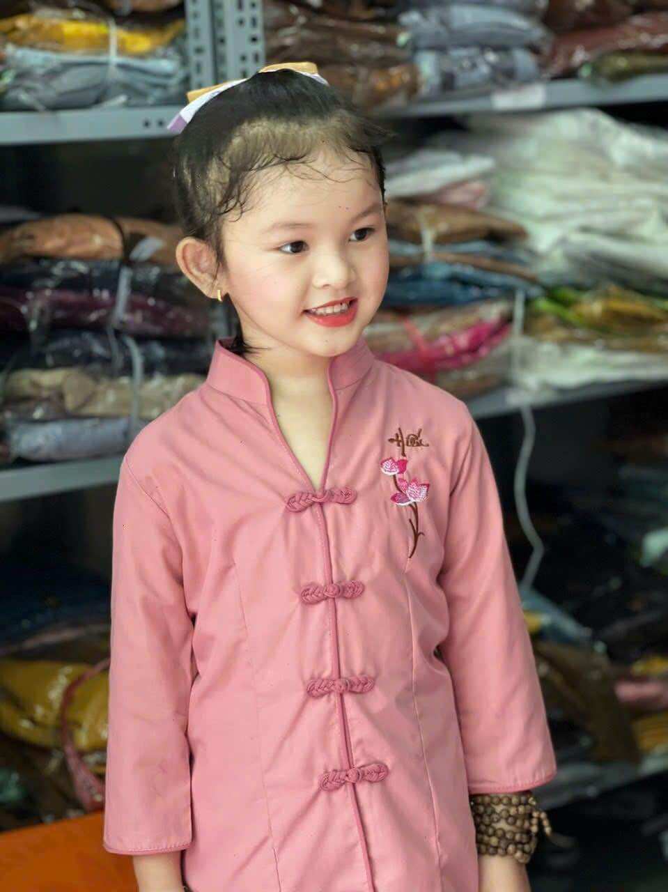 Đồ lam đi chùa mẫu mới _ mẫu sẫm tàu bé gái