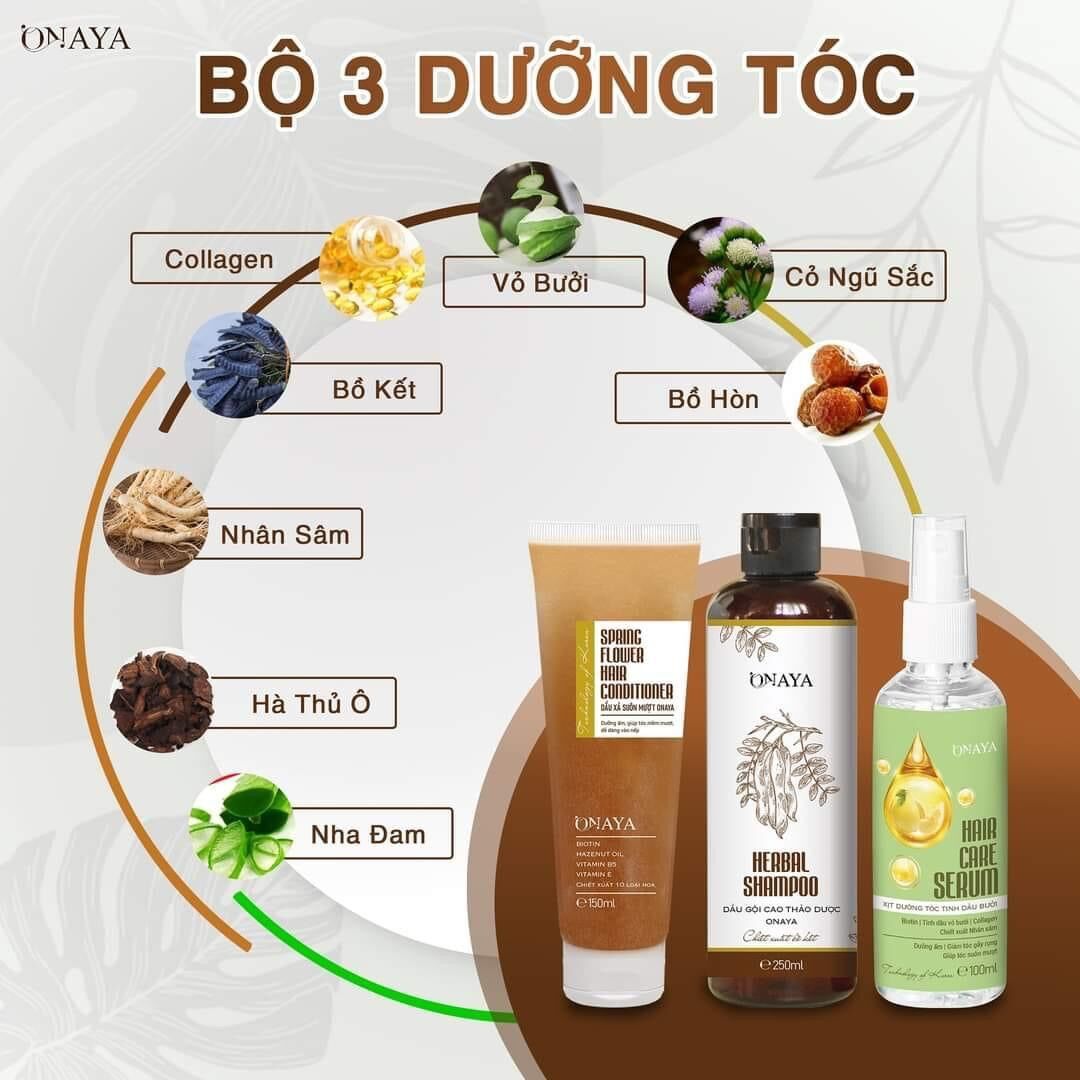 Combo gội xả xịt tóc cao thảo dược Onaya