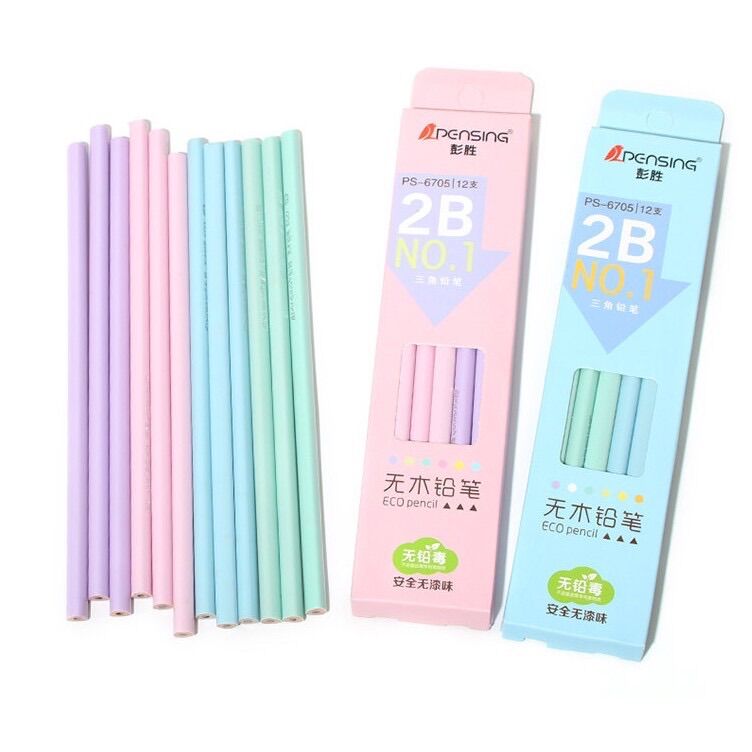 12 bút chì 2B màu pastel cho học sinh chất lượng cao
