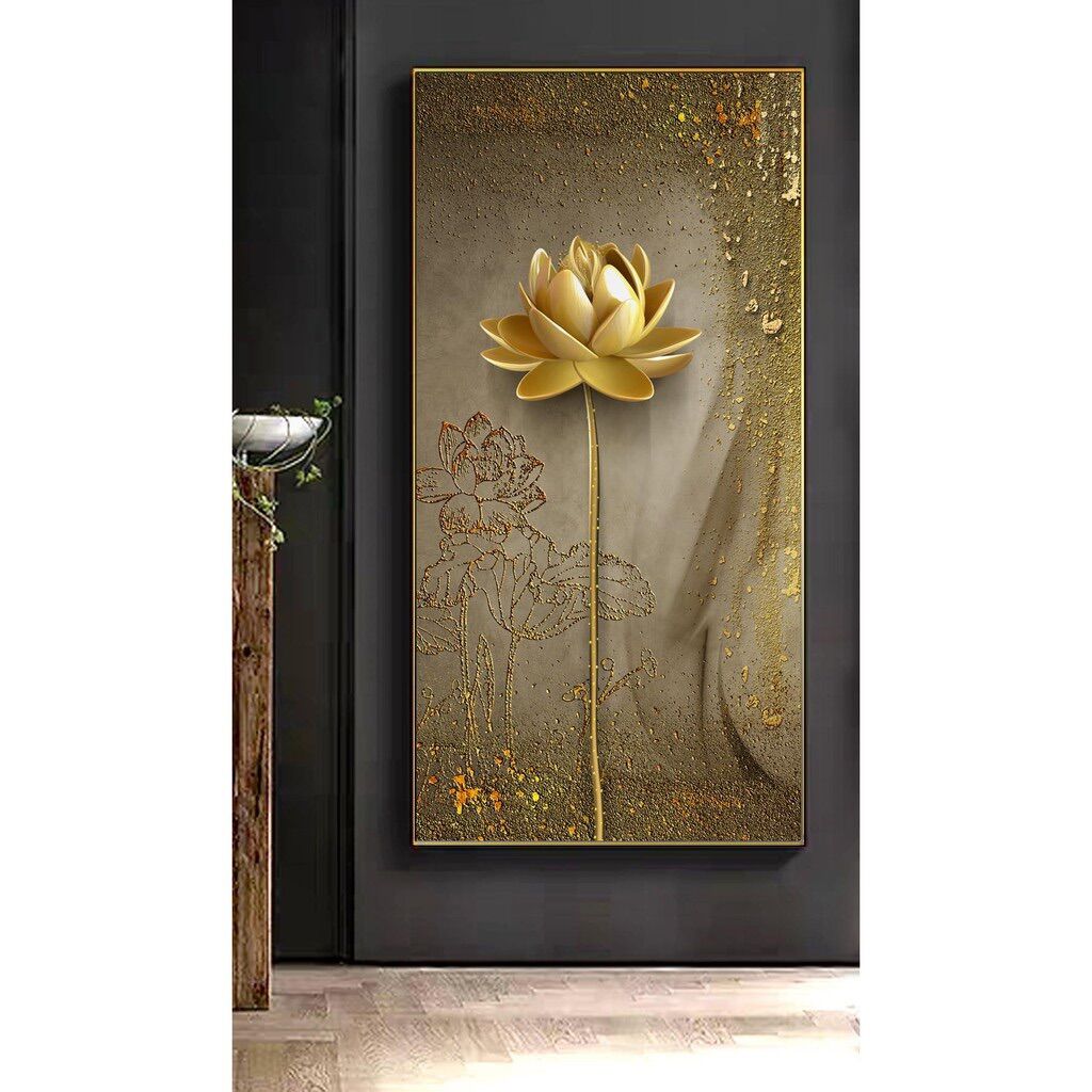 Tranh treo tường hoa sen nghệ thuật. Size 50x80.Trang trí nội thất không gian đẹp,nhẹ nhàng. Tranh đã bao gồm cả khung
