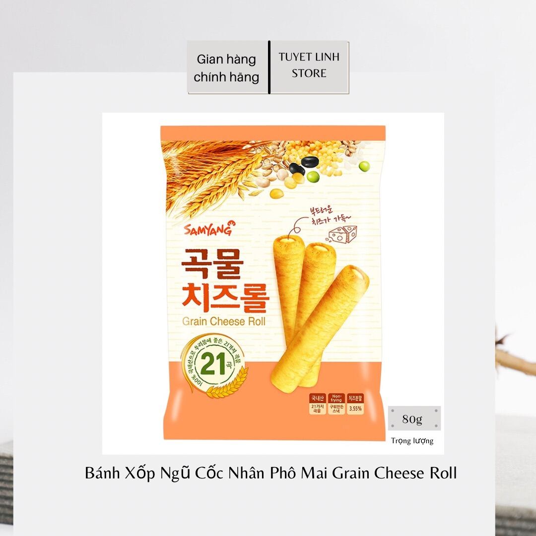 Combo 5 gói Bánh Xốp Ngũ Cốc Nhân Phô Mai Grain Cheese Roll Hàn Quốc 80g