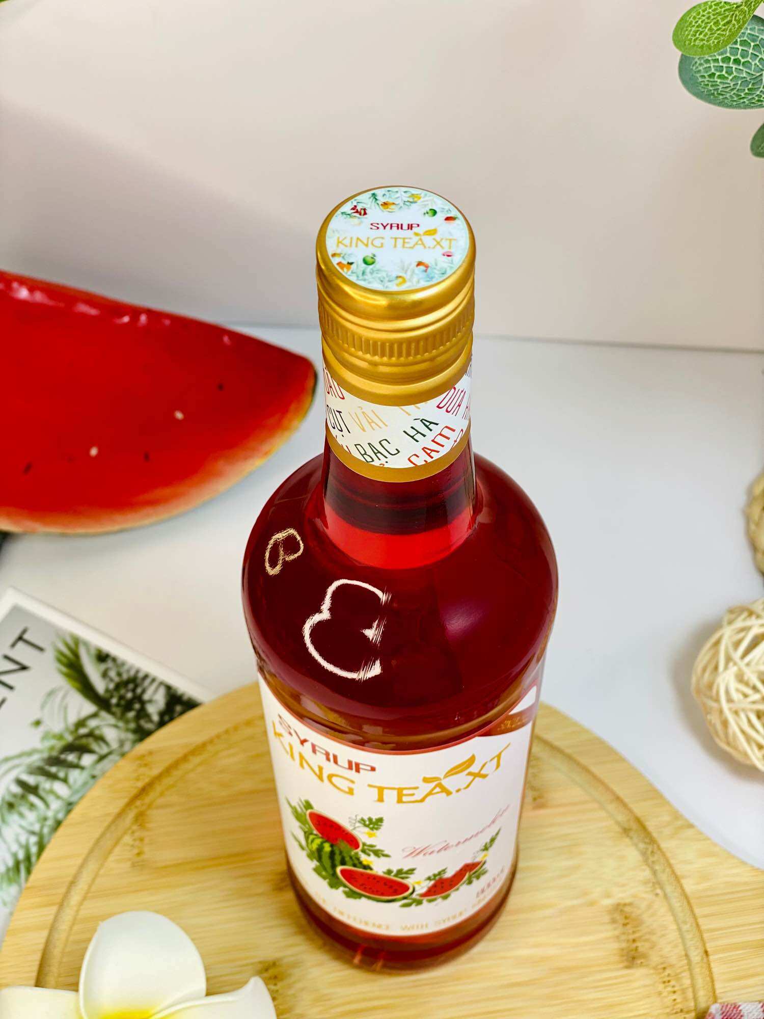 Syrup DƯA HẤU Pha Chế ( Syrup WATERMELON)KINGTEA.XT-Chai Thuỷ Tinh 800ml