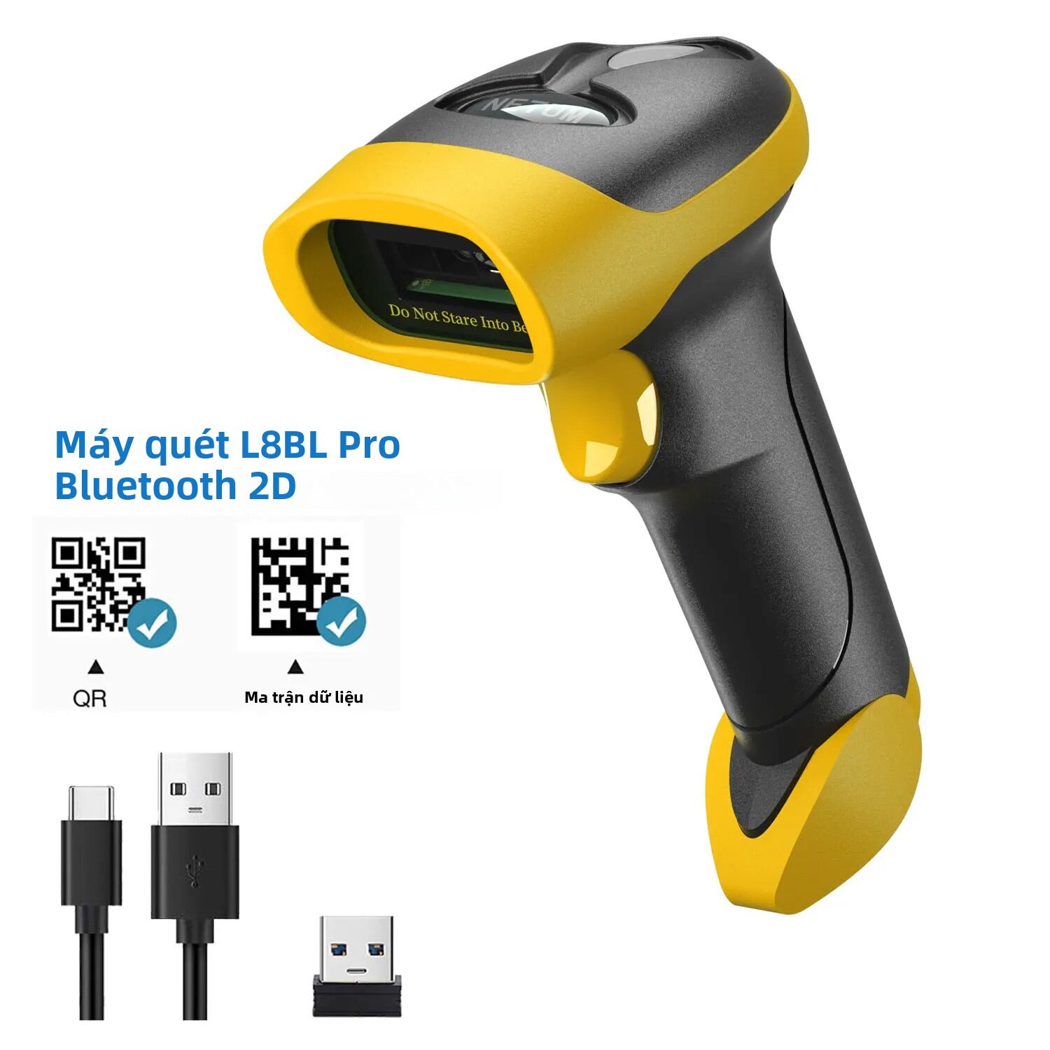 Máy Quét Mã Vạch 2D Bluetooth NETUM L8BLPro, Đầu Đọc Mã QR Không Dây Với Cảm Biến Tự Động, Hỗ Trợ Quét Mã PDF417, CMOS, Giao Diện USB A4, Dùng Cho Hệ Thống POS
