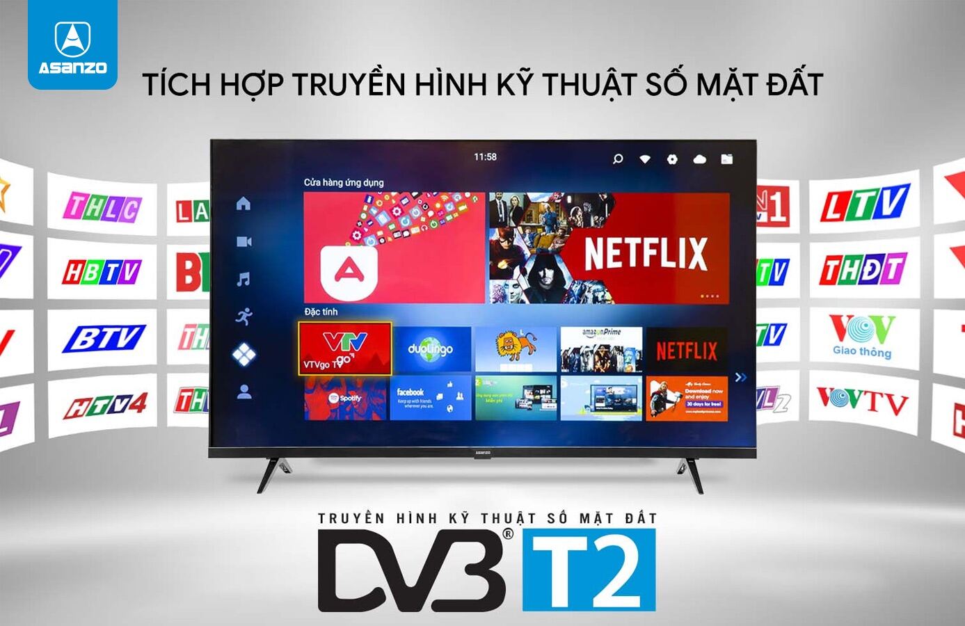 Tivi Asanzo 32 model 32T2 - Tích hợp đầu thu KTS DVB