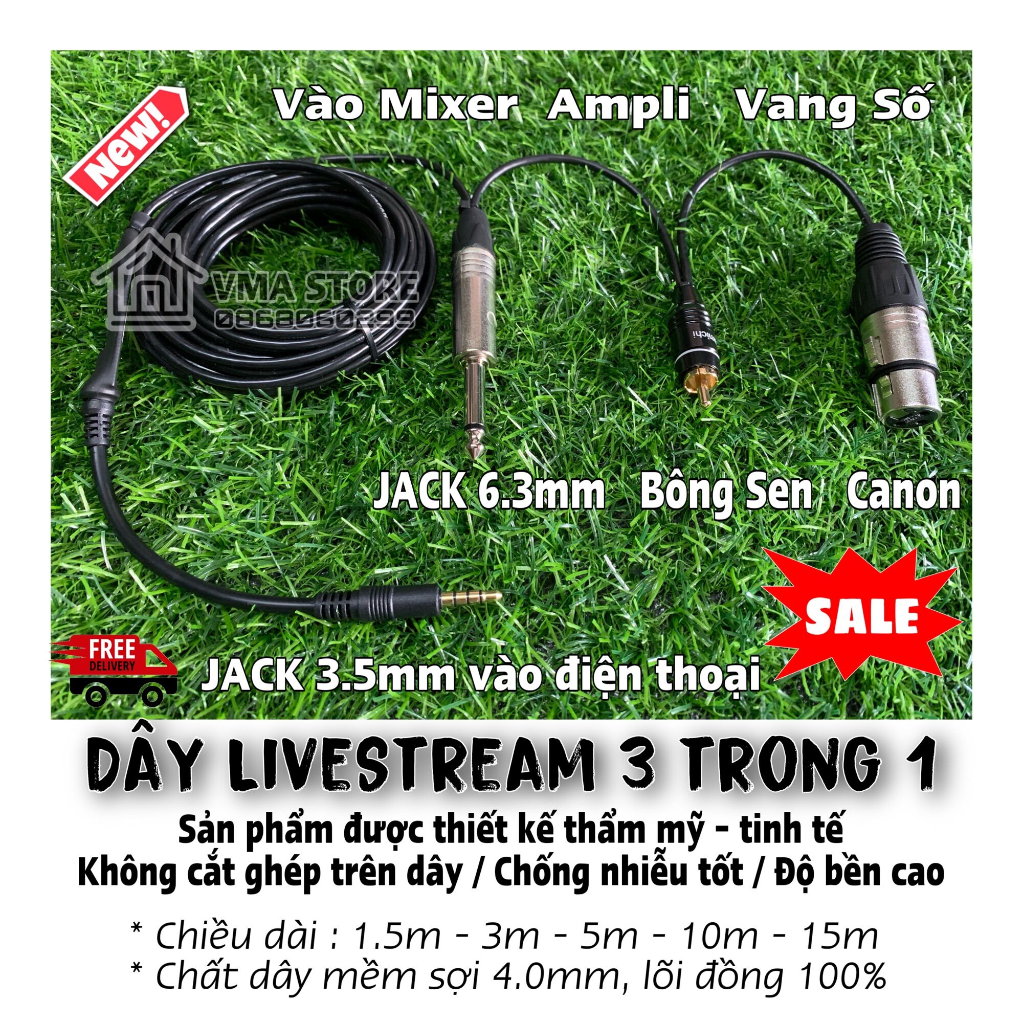 Dây Thu Âm live stream 3 trong 1, sản phẩm mới chất lượng hoàn hảo, dây live stream đa năng, tương thích nhiều thiết bị âm thanh