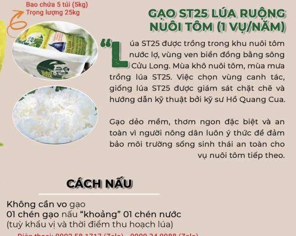 Gạo ST25 Lúa Tôm Chính Hãng (5kg) - Có mã QR để kiểm tra