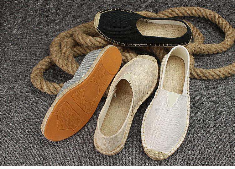 giày đế sợi đay bện cói mùa hè giày vải bố cho nam giày lười màu nâu vải lanh giày thường ngày giày nam nữ ngư dân thoáng khí 6