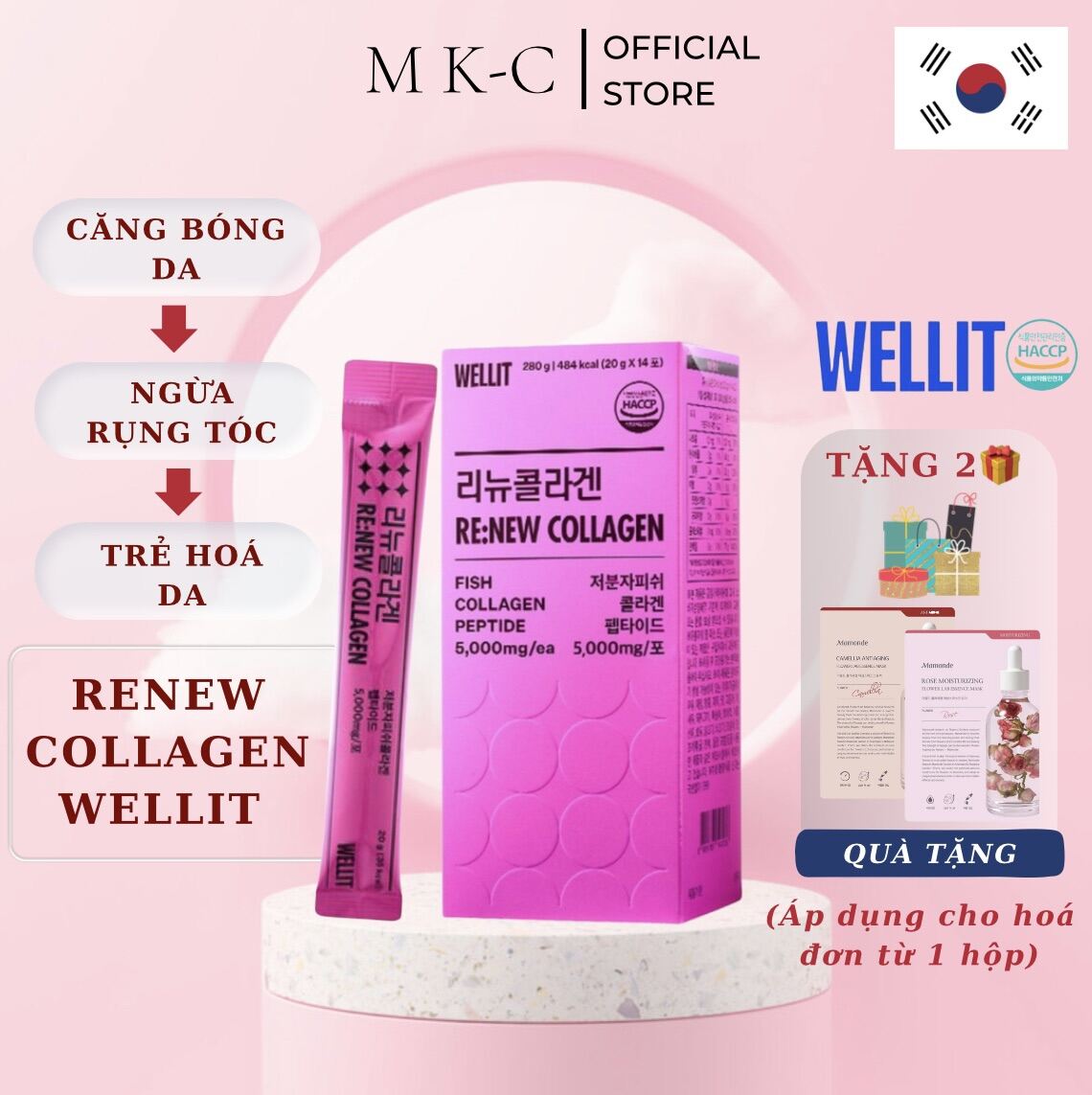 Collagen WELLIT 5000mg peptide cá ngừa nếp nhăn