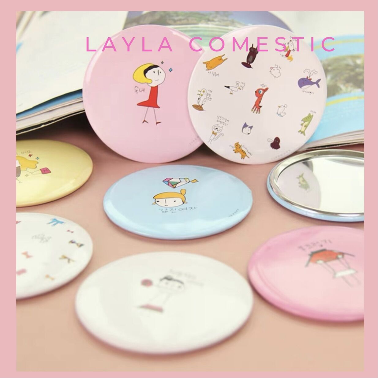 Gương mini Hàn Quốc - Gương cầm tay mini - Gương soi - Layla