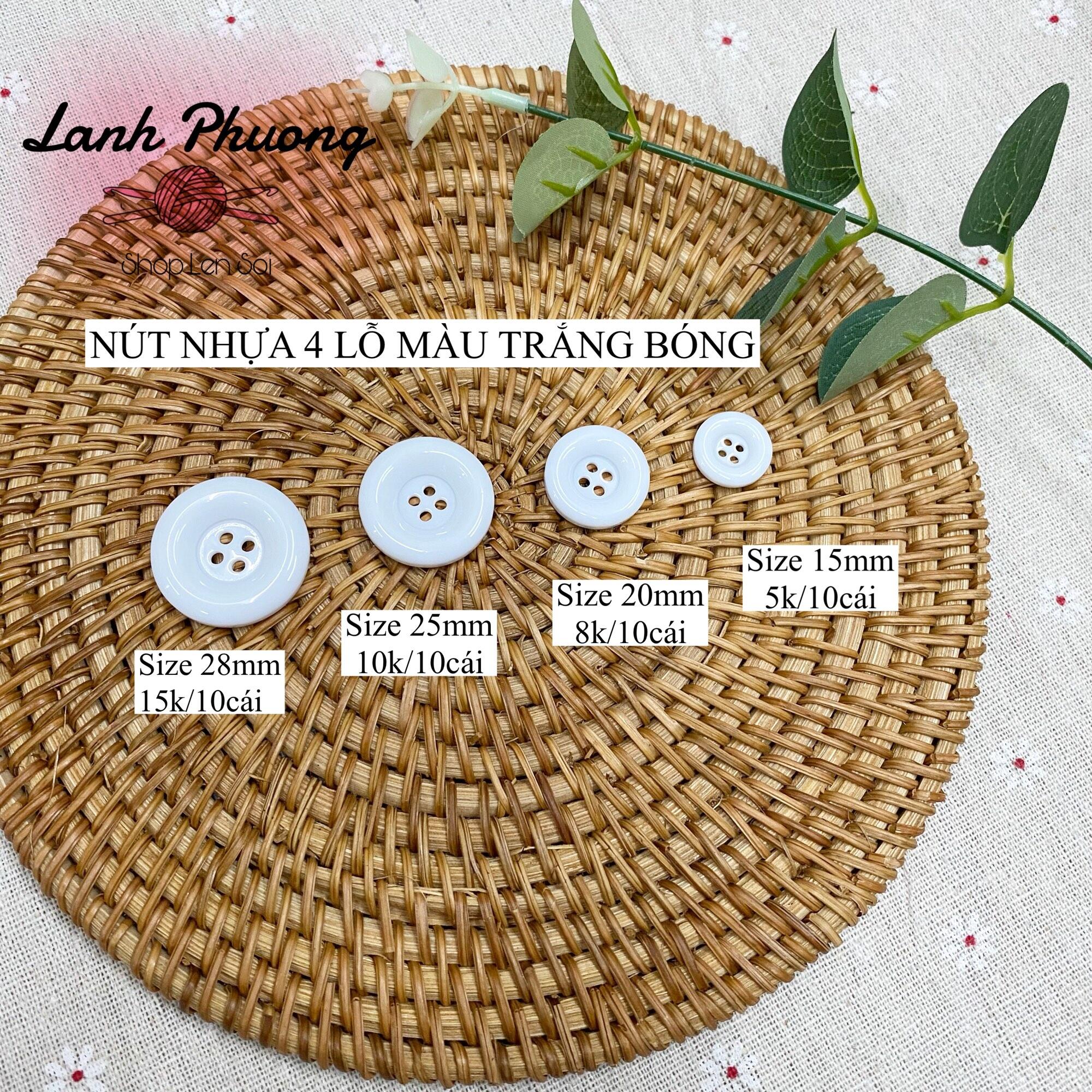 Nút Áo Nhựa Trắng 4 Lỗ (set 10 cái)