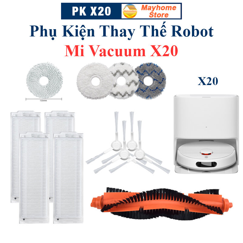 Phụ Kiện Thay Thế Robot Mi Vacuum X20/ Chổi Lăn Chính, Chổi Cạnh Trắng, Bộ Lọc Hepa, Giẻ Lau Tròn Thay Thế