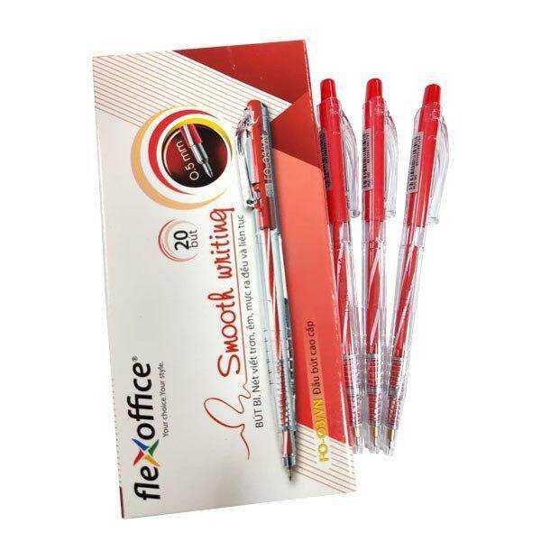 [HCM]Hộp 20 cây bút bi xanh Flexoffice FO-03 xanh đỏ đen giá sỉ