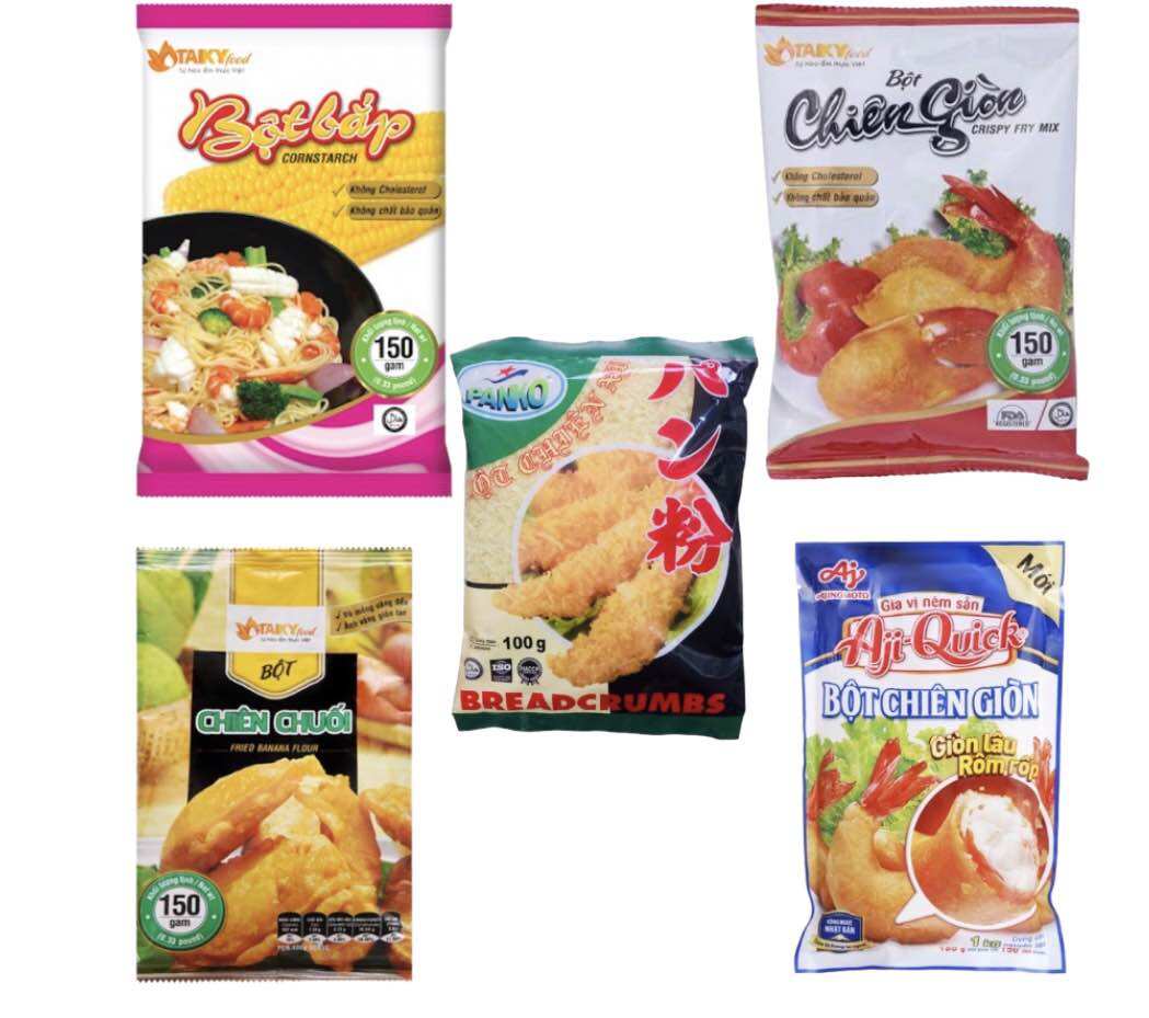 Bột bắp/Bột chiên giòn/Bột chiên chuối/Bột chiên xù Tài Ký/Ajiquick/Panko gói (100-150g)