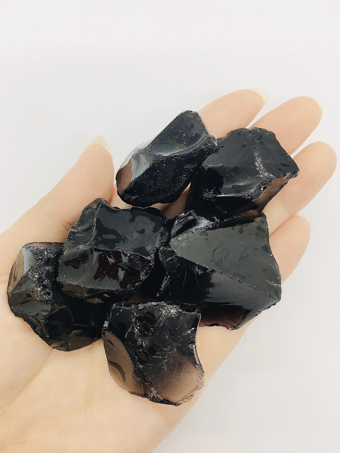 Purify & Cleanse Raw Black Obsidian Healing Stone Đá Thô Thanh Tẩy Tarot Size 3cm