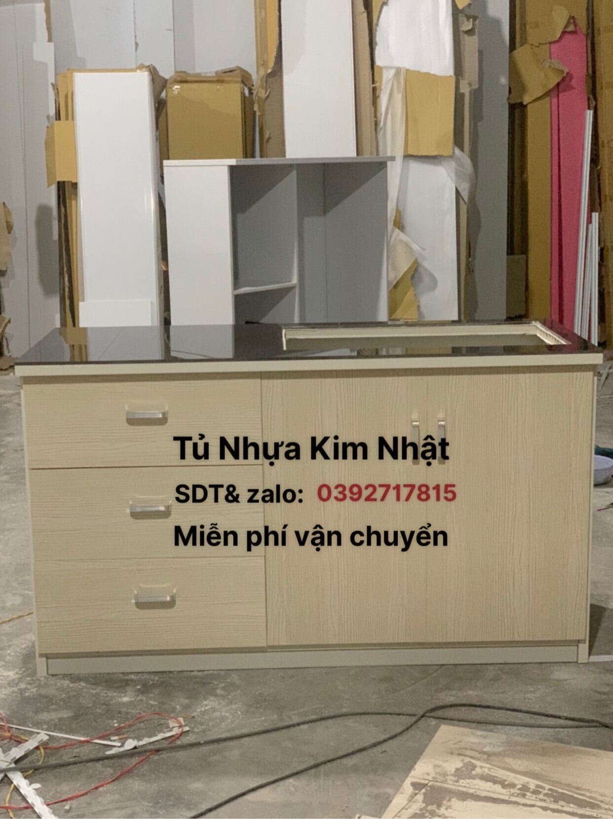 Tủ bếp mini nhựa Đài Loan cao cấp sẵn bồn rửa phù hợp cho các phòng trọ