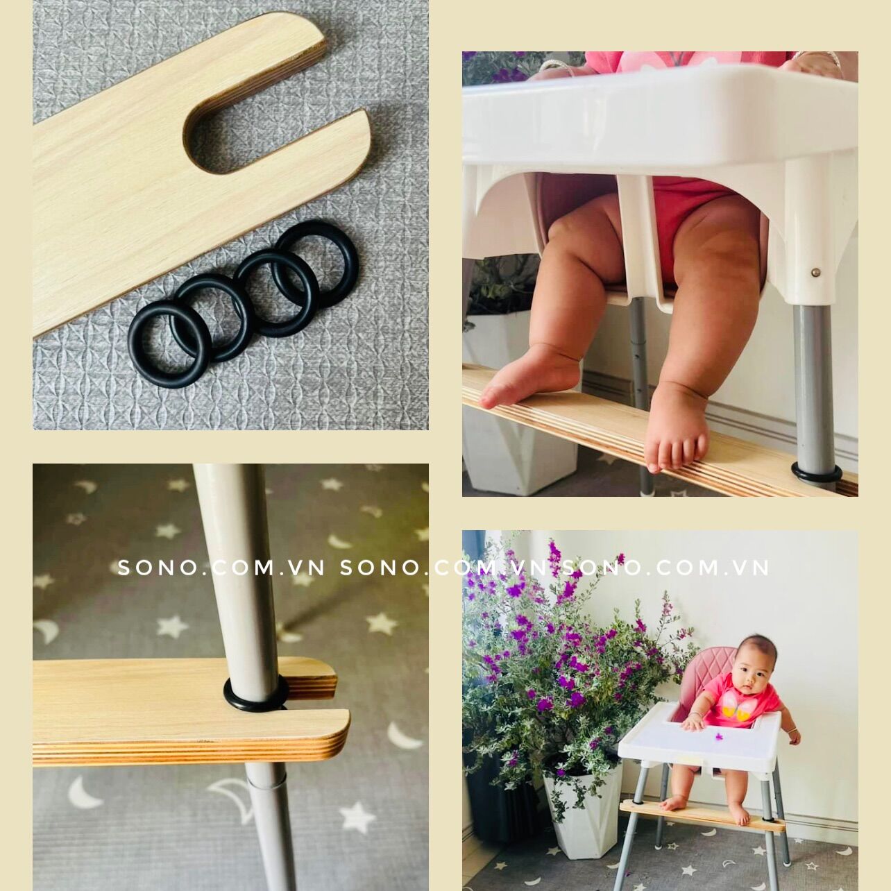 Gác chân ghế ăn dặm ikea, babyhop ikea antilop high chair foot rest sono montessori