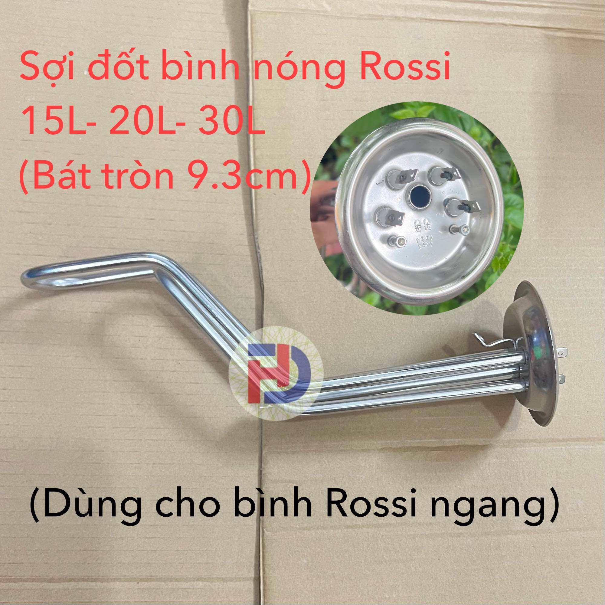 Thanh đốt bình nóng lạnh Rossi bát tròn 9.3cm 2500w dùng cho bình ngang