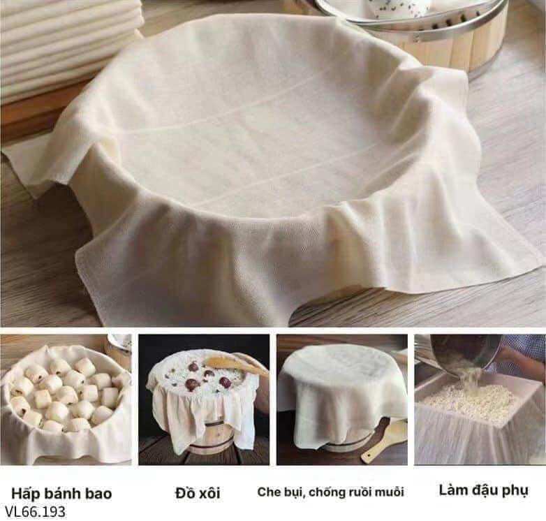 Combo 5 miếng vải lọc, hấp thực phẩm size 60*60cm, chất liệu an toàn thực phẩm