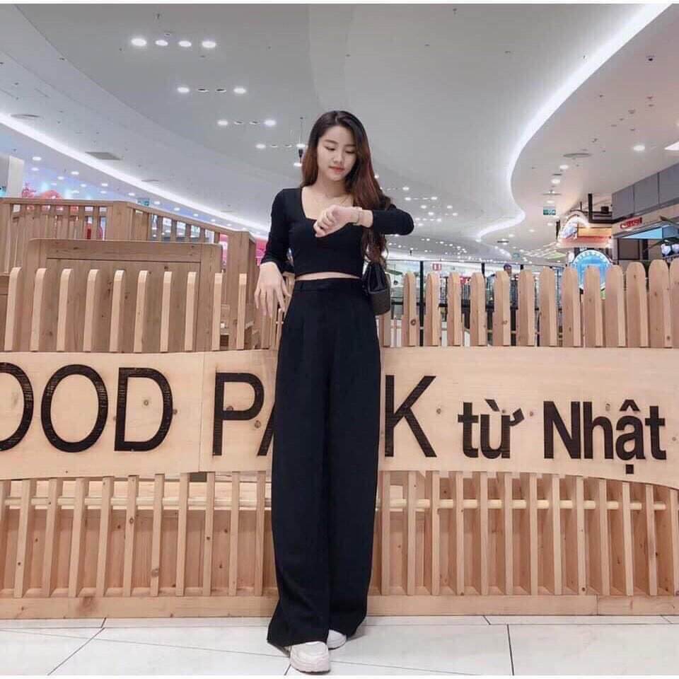 Quần ống rộng cạp cao sai s.m.l