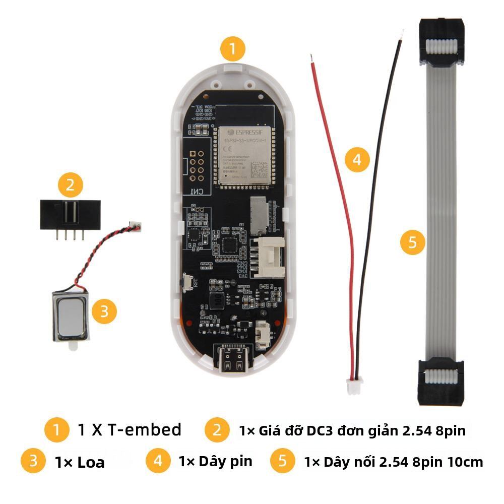 Bo Mạch Phát Triển ESP32-S3 1.9 Inch LCD RGB Microphone Encoder Rotation T-Embed Khung Công Cụ Phát 