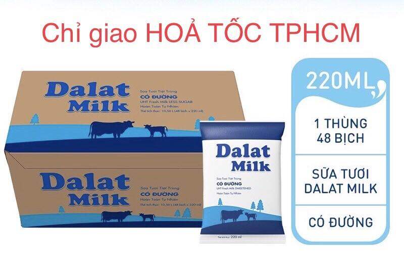 Thùng 48 bịch sữa DALAT MILK có đường