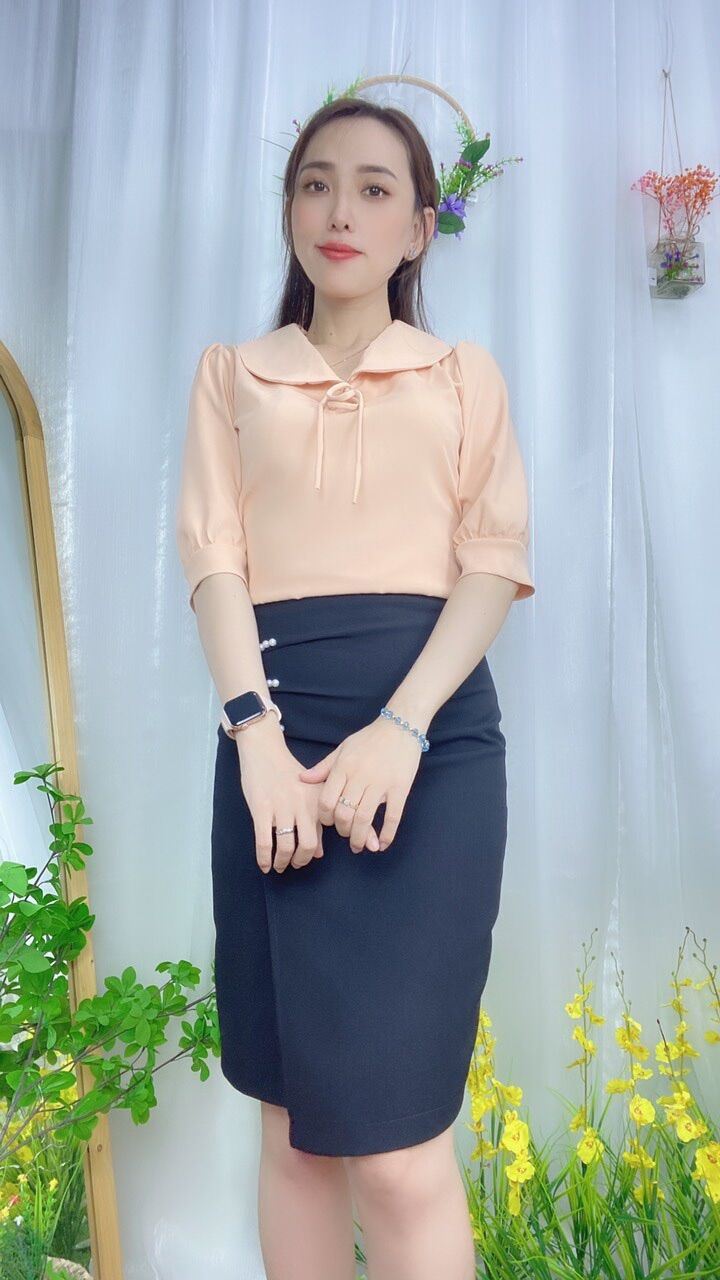 Áo kiểu nữ - công sở đẹp - áo cổ dún bèo tay lỡ -