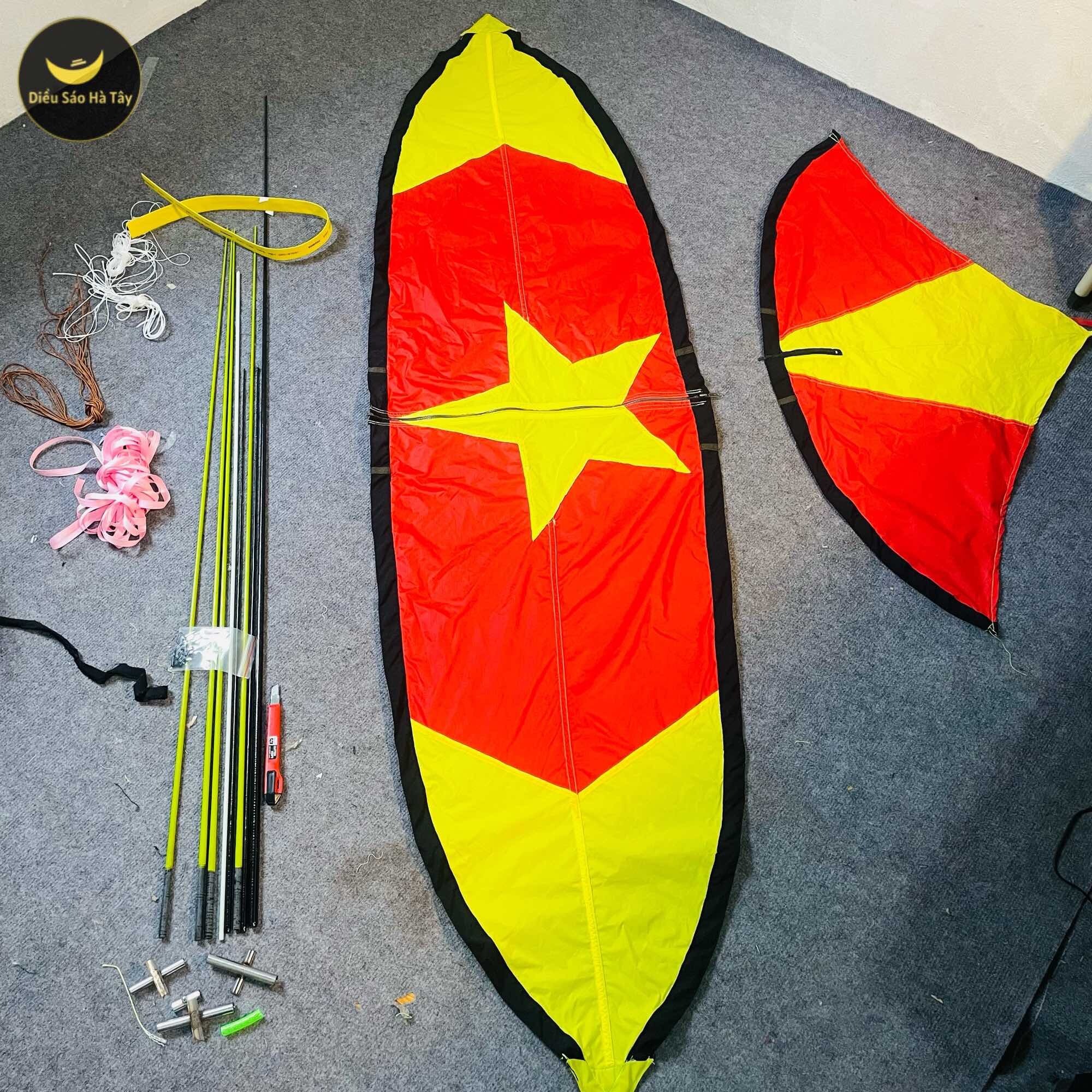 Combo khung và áo làm diều cờ đỏ 2m-2m5-3m