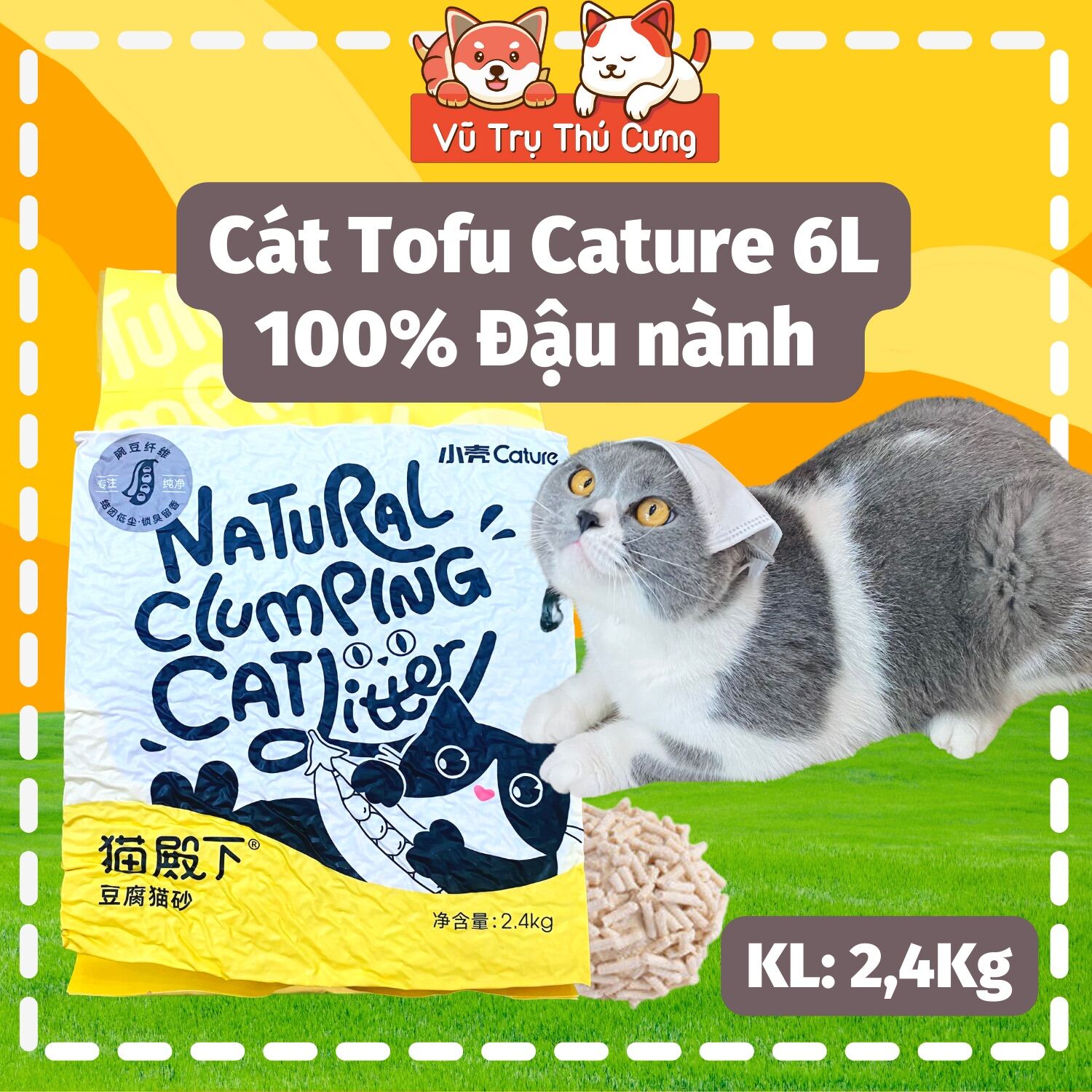 Cát đậu nành Natural Tofu Cature 6L 100% đậu, không bụi, vón cục đỉnh cao thumbnail