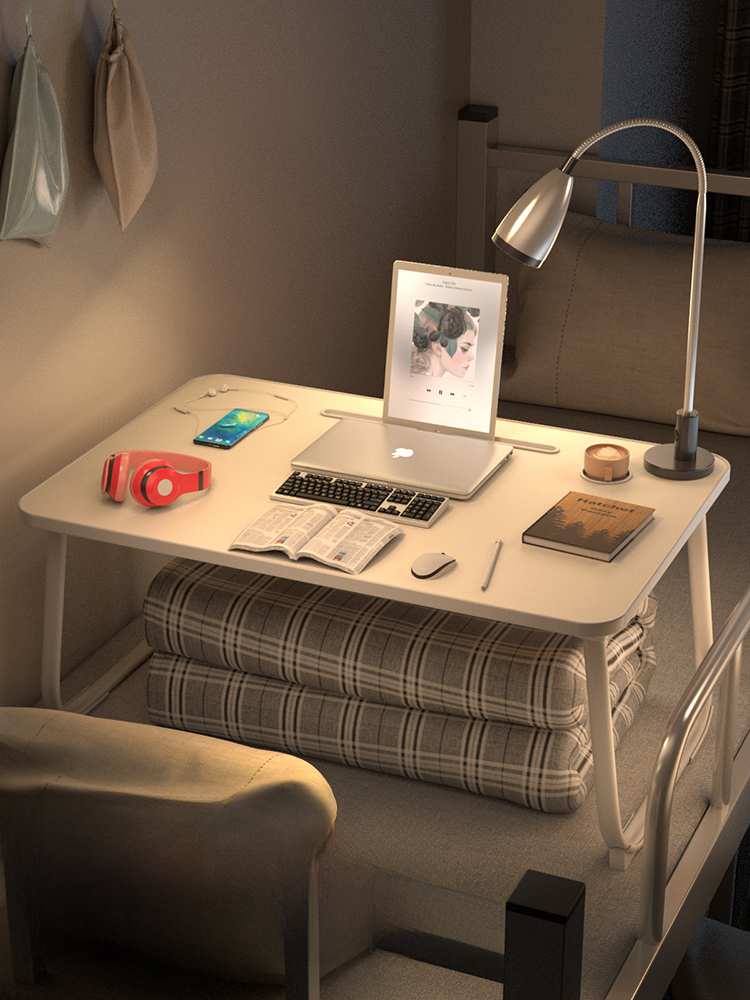 Bed Desk Bay Window Foldable Small Table Bedroom Sitting Computer Stand Simple Dormitory Bedroom Bedside Lazy Homework Large Heightened Multi-Functional Small Table Board Children Learning Writing